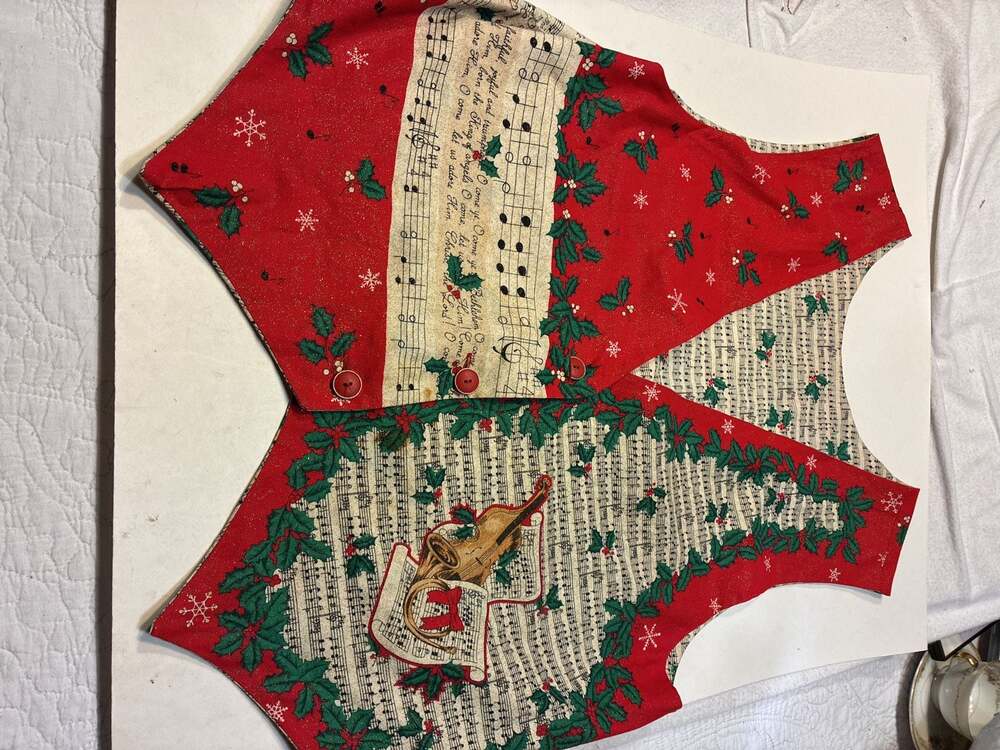 Vintage Fabric Traditions Holiday Harmony Christmas Vest Sewing Panel